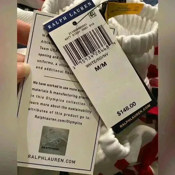 NWT Polo Ralph Lauren Women Team USA Olympic Rings Track Pants White Size M - Picture 5 of 5